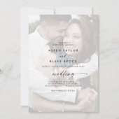 Modern script | Faded foto's voor en achter bruilo Kaart (Voorkant)