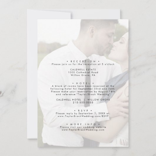 Modern script | Faded foto's voor en achter bruilo Kaart (Achterkant)