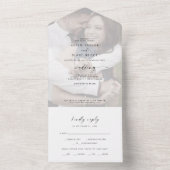 Modern Script Faded Photo Weddenschap All In One Uitnodiging (Binnen)