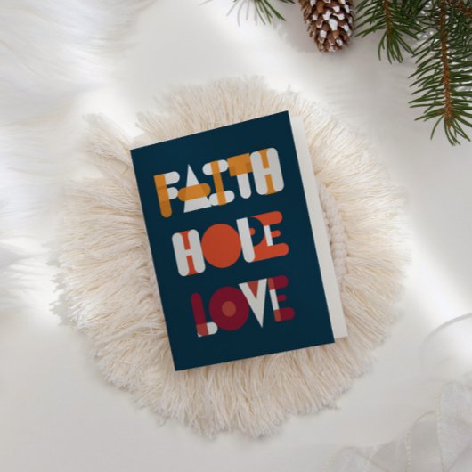Modern Script Faith Hope Love Holiday fotokaart Feestdagen Kaart