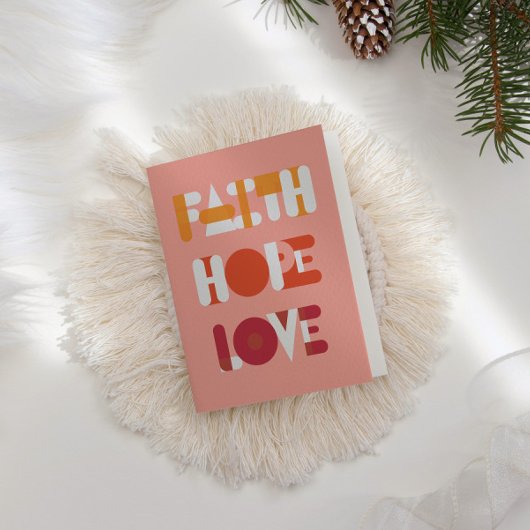 Modern Script Faith Hope Love Holiday fotokaart Feestdagen Kaart