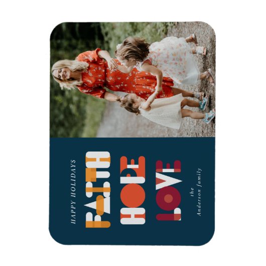 Modern script Faith Hope Love Photo Holiday Magnet Magneet (Verticaal)