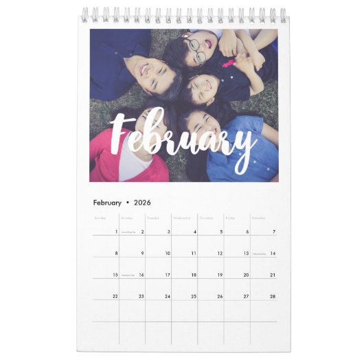 Modern script familie 2025 kalender (Feb 2026)