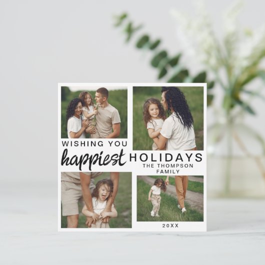 Modern Script Familie Foto Custom Christmas 2024 Feestdagenkaart (Staand voorkant)