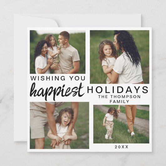 Modern Script Familie Foto Custom Christmas 2024 Feestdagenkaart (Voorkant)