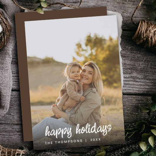 Modern Script Familie Foto Kerstmis 2024 Custom Feestdagenkaart