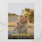 Modern Script Familie Foto Kerstmis 2024 Custom Folie Feestdagenkaart (Voorkant)