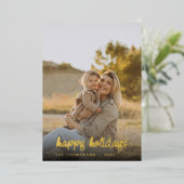 Modern Script Familie Foto Kerstmis 2024 Custom Folie Feestdagenkaart (Staand Voorkant)