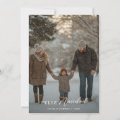 Modern Script Familiefoto Feliz Navidad Kerstmis Feestdagenkaart (Voorkant)