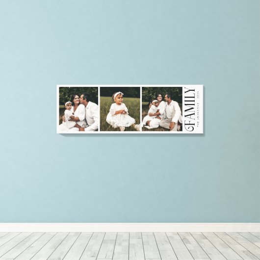 Modern Script Family Custom 3 Photos Name  Canvas Afdruk (Insitu (Houten vloer))
