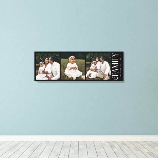 Modern Script Family Custom 3 Photos Name  Canvas Afdruk (Insitu (Houten vloer))