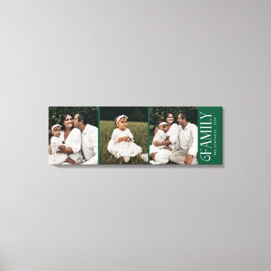 Modern Script Family Custom 3 Photos Name  Canvas Afdruk (Voorkant)