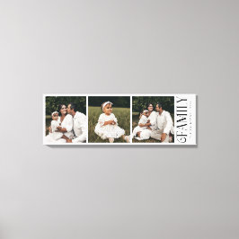 Modern Script Family Custom 3 Photos Name  Canvas Afdruk