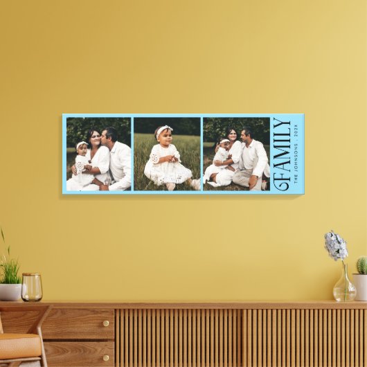 Modern Script Family Custom 3 Photos Name  Canvas Afdruk (Insitu (Woonkamer))