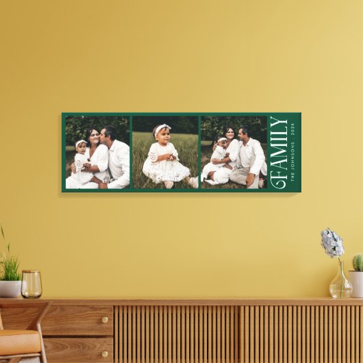 Modern Script Family Custom 3 Photos Name  Canvas Afdruk (Insitu (Woonkamer))