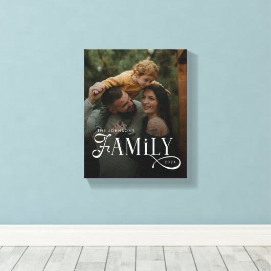 Modern Script Family Custom Photo Name  Canvas Afdruk (Insitu (Houten vloer))