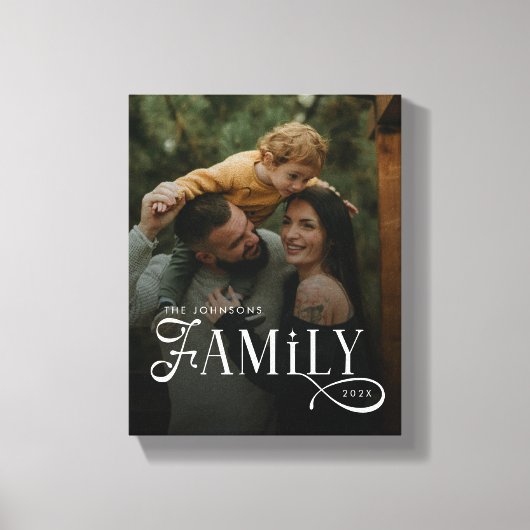 Modern Script Family Custom Photo Name  Canvas Afdruk (Voorkant)