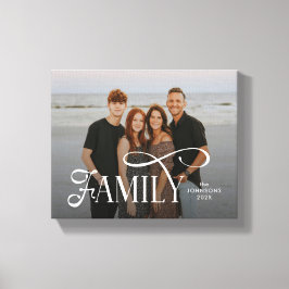 Modern Script Family Custom Photo Name  Canvas Afdruk