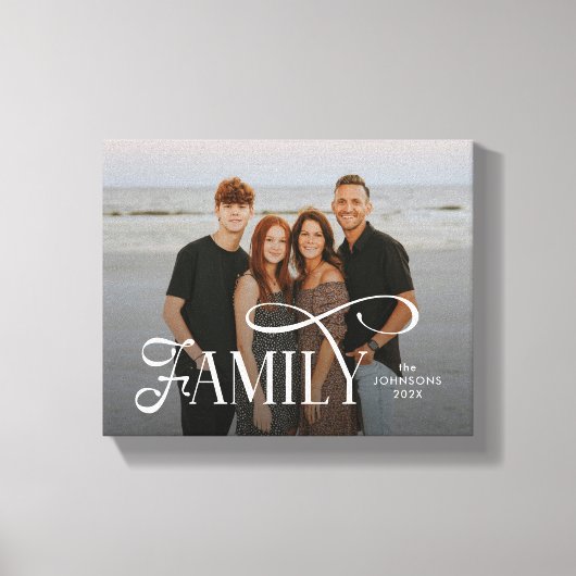 Modern Script Family Custom Photo Name  Canvas Afdruk (Voorkant)