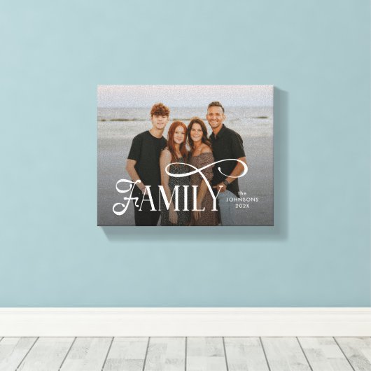 Modern Script Family Custom Photo Name Canvas Afdruk (Insitu (Houten vloer))