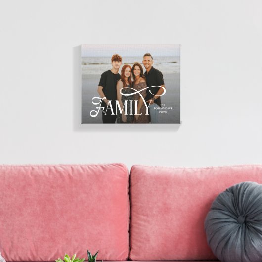 Modern Script Family Custom Photo Name  Canvas Afdruk (Insitu (Woonkamer))