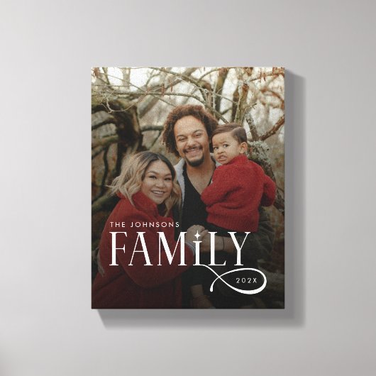 Modern Script Family Custom Photo Name  Canvas Afdruk (Voorkant)