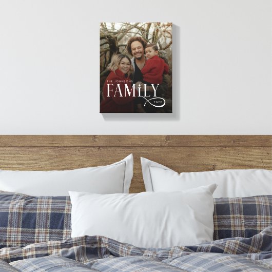 Modern Script Family Custom Photo Name  Canvas Afdruk (Insitu (Slaapkamer))