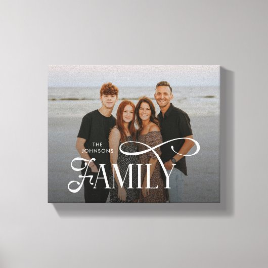 Modern Script Family Custom Photo Name  Canvas Afdruk (Voorkant)