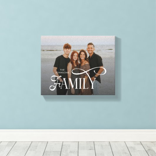 Modern Script Family Custom Photo Name  Canvas Afdruk (Insitu (Houten vloer))