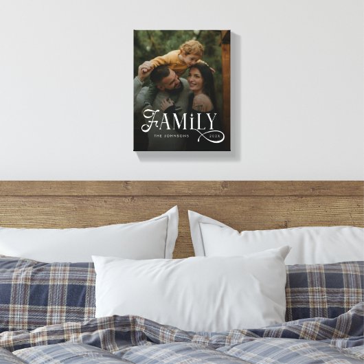 Modern Script Family Custom Photo Name  Canvas Afdruk (Insitu (Slaapkamer))