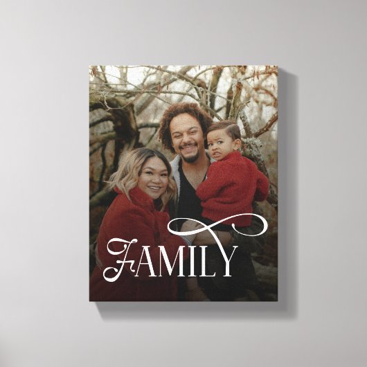 Modern Script Family Custom Photo Name  Canvas Afdruk (Voorkant)