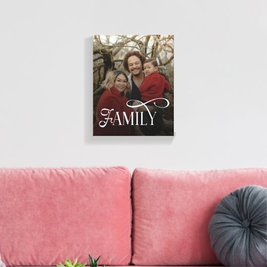 Modern Script Family Custom Photo Name Canvas Afdruk (Insitu (Woonkamer))