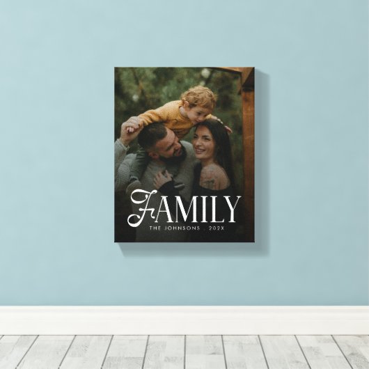 Modern Script Family Custom Photo Name  Canvas Afdruk (Insitu (Houten vloer))