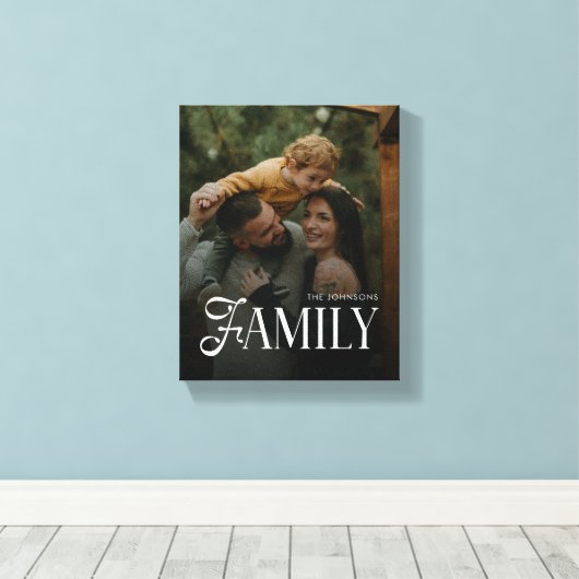Modern Script Family Custom Photo Name  Canvas Afdruk (Insitu (Houten vloer))