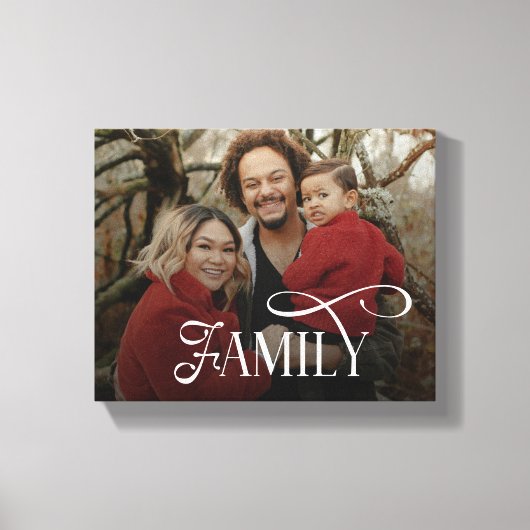 Modern Script Family Custom Photo Name  Canvas Afdruk (Voorkant)