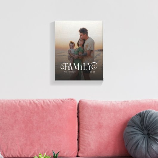 Modern Script Family Custom Photo Name  Canvas Afdruk (Insitu (Woonkamer))