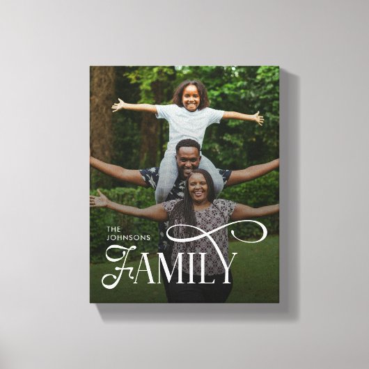 Modern Script Family Custom Photo Name  Canvas Afdruk (Voorkant)