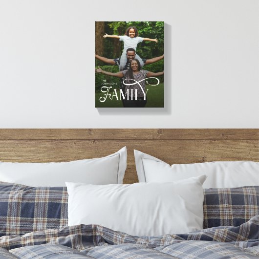 Modern Script Family Custom Photo Name  Canvas Afdruk (Insitu (Slaapkamer))