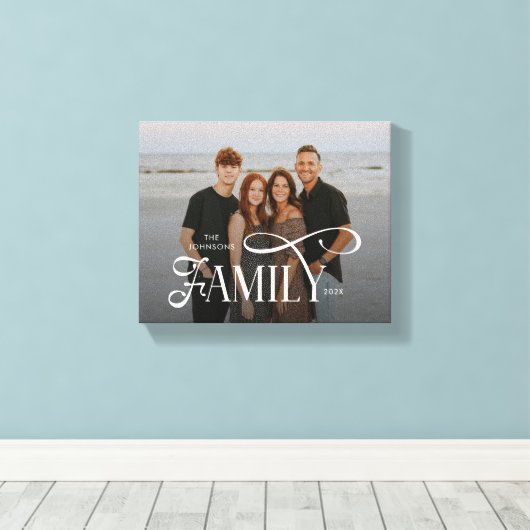 Modern Script Family Custom Photo Name  Canvas Afdruk (Insitu (Houten vloer))