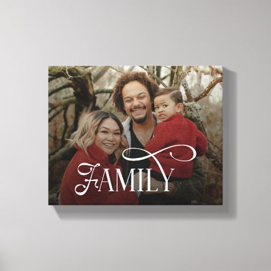 Modern Script Family Custom Photo Name  Canvas Afdruk (Voorkant)