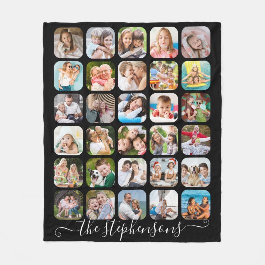 Modern Script Family Name 30 Fotocollage Fleece Deken (Voorkant)