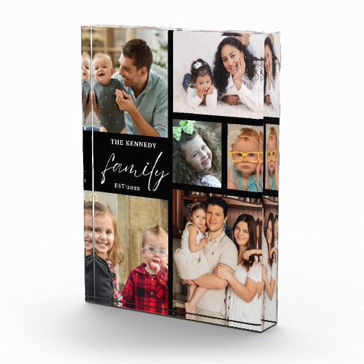 Modern Script Family Name 6 Afbeelding Collage Bla Fotoblokken (Rechts)