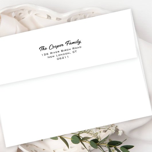 Modern Script Family Name Custom Return-adres Zelfinktende Stempel