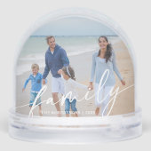 Modern Script Family Photo Beach Sneeuwbol (Achterkant)