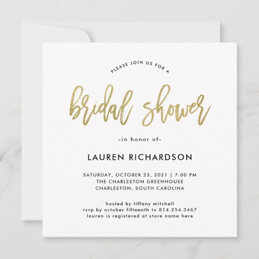 Modern script | Faux Gold Vrijgezellenfeest Kaart (Voorkant)