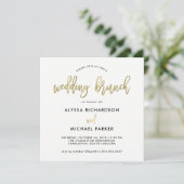 Modern script | Faux Gold Wedding Brunch Kaart (Staand voorkant)