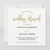 Modern script | Faux Gold Wedding Brunch Kaart (Voorkant)