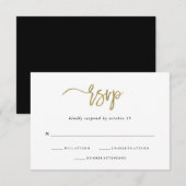 Modern script | Faux Gold Wedding Response RSVP Kaartje (Voorkant / Achterkant)