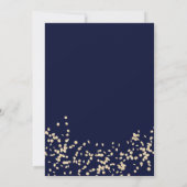 Modern script faux goud confetti navy blauw bruilo kaart (Achterkant)