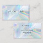 Modern Script Faux Holographic Beauty Salon Visitekaartje (Voorkant / Achterkant)